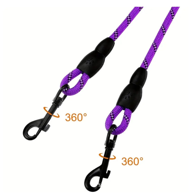 Double End Dog Leash for Two Pets - PP round rope braided double end pet leash, durable and tangle free design