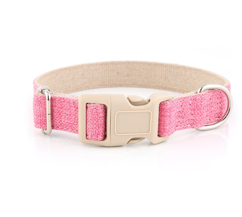 Adjustable Eco-Friendly Linen Dog Collar | Solid Color Cotton-Linen Pet Necklace with Buckle