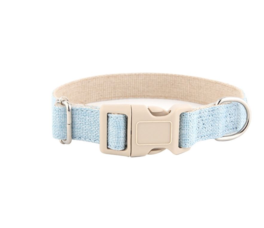 Adjustable Eco-Friendly Linen Dog Collar | Solid Color Cotton-Linen Pet Necklace with Buckle