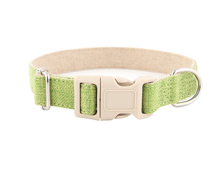 Adjustable Eco-Friendly Linen Dog Collar | Solid Color Cotton-Linen Pet Necklace with Buckle