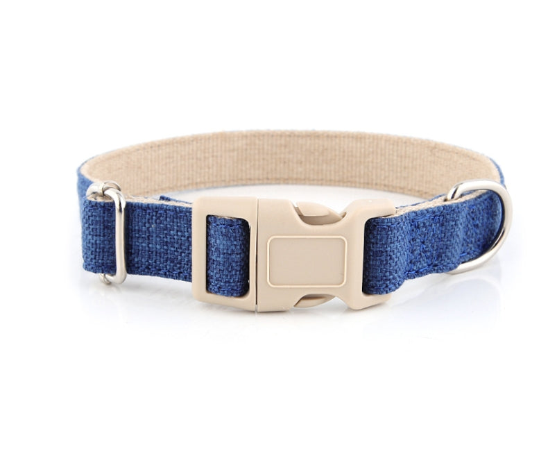 Adjustable Eco-Friendly Linen Dog Collar | Solid Color Cotton-Linen Pet Necklace with Buckle