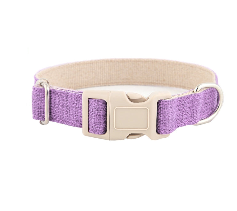 Adjustable Eco-Friendly Linen Dog Collar | Solid Color Cotton-Linen Pet Necklace with Buckle