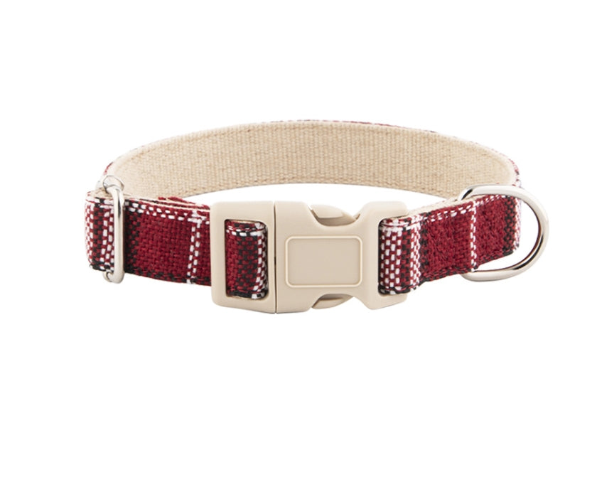 Adjustable Eco-Friendly Linen Dog Collar | Solid Color Cotton-Linen Pet Necklace with Buckle