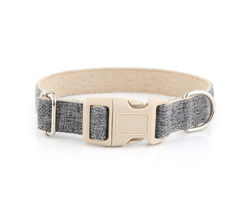 Adjustable Eco-Friendly Linen Dog Collar | Solid Color Cotton-Linen Pet Necklace with Buckle