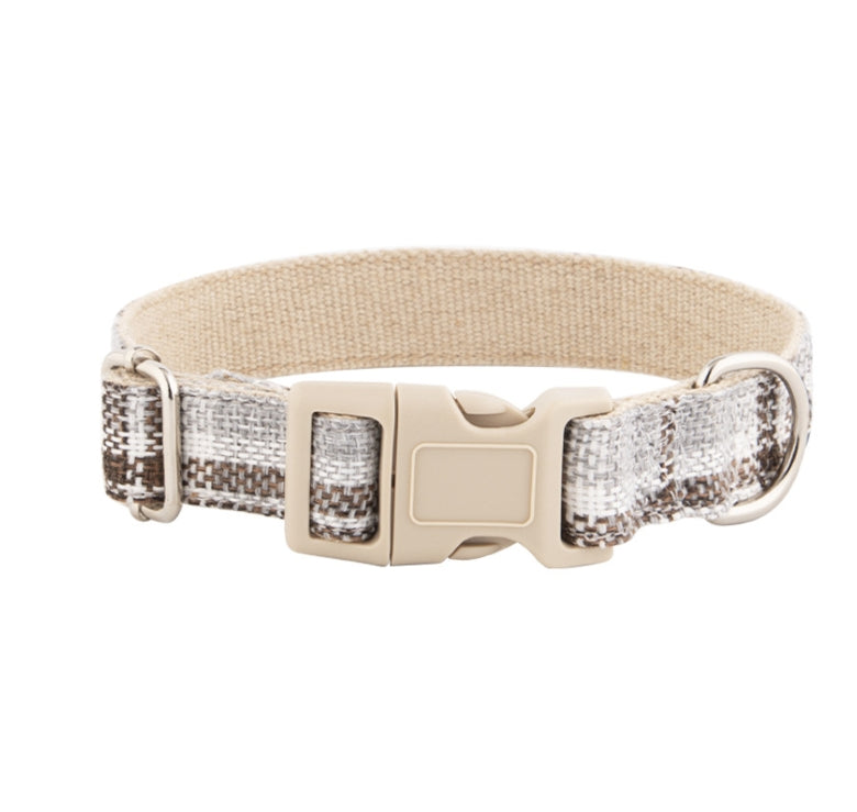 Adjustable Eco-Friendly Linen Dog Collar | Solid Color Cotton-Linen Pet Necklace with Buckle