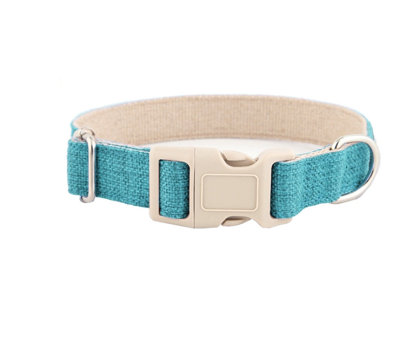 Adjustable Eco-Friendly Linen Dog Collar | Solid Color Cotton-Linen Pet Necklace with Buckle