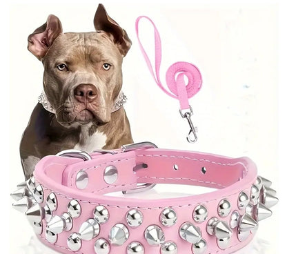 Riveted Punk Dog Collar - Spiked Leather Dog Pet Collar - Durable and Stylish Pet Neck Accessory!