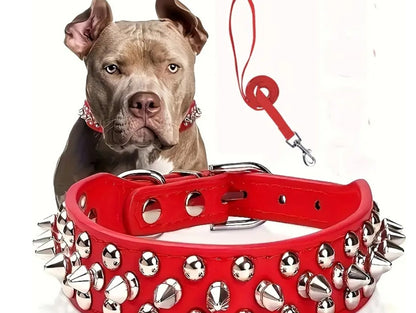 Riveted Punk Dog Collar - Spiked Leather Dog Pet Collar - Durable and Stylish Pet Neck Accessory!