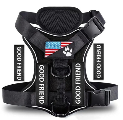 New Reflective Tactical Dog Harness with Shock Absorption & Night Vision - Vest-Style Leash for Pets