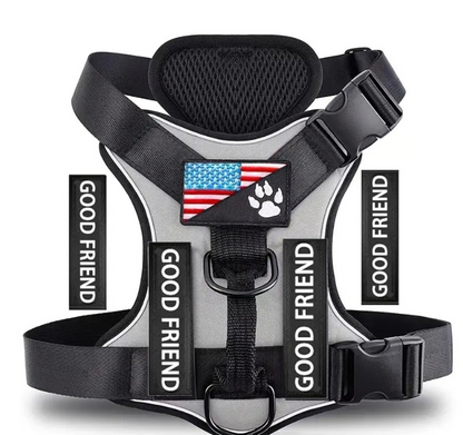 New Reflective Tactical Dog Harness with Shock Absorption & Night Vision - Vest-Style Leash for Pets