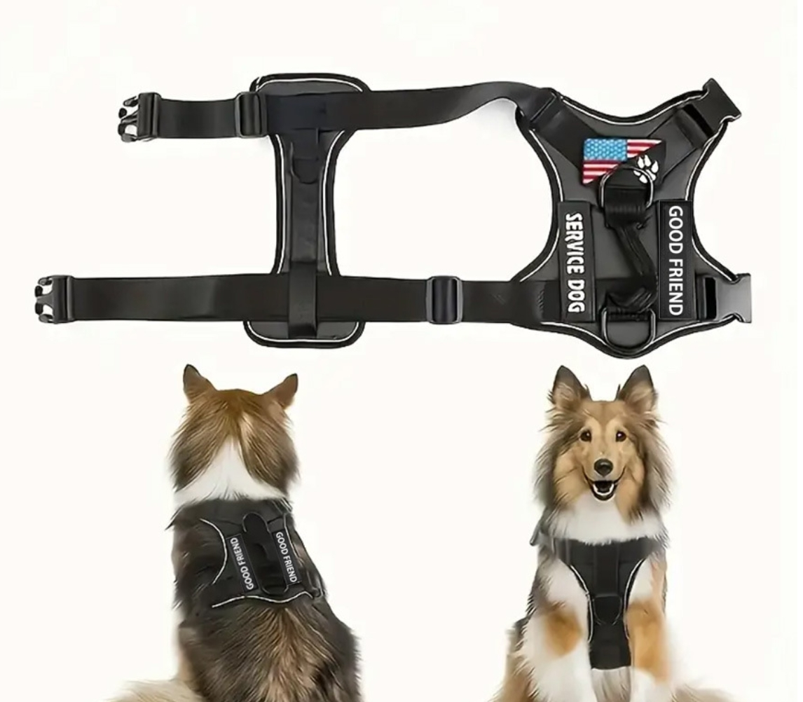 New Reflective Tactical Dog Harness with Shock Absorption & Night Vision - Vest-Style Leash for Pets